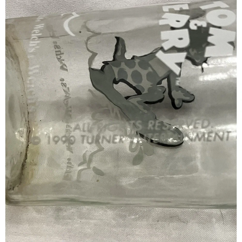 Tom & Jerry Welch’s Drinking Glass Tom Surfing Waves 1990 Jelly Jar VTG Cartoons